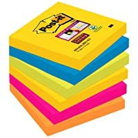 Los mejores  - Post-it Super Sticky - Pack de 6 blocs notas de 90 hojas- Rio de Janeiro (Amarillo Neón-Azul Mediterráneo-Verde Neón…